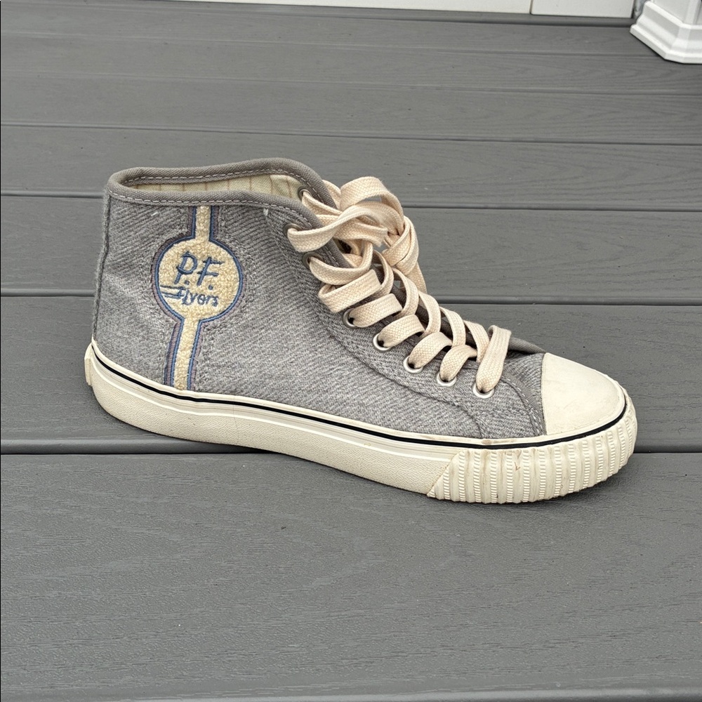 P.F. Flyers High Top Sneakers Fabric Upper Gray Size 7.5